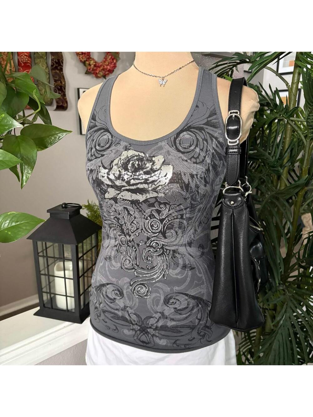 grey y2k grunge cutout tank top